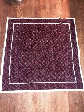 Jones New York Silk Black and Red Patterned Square Scarf